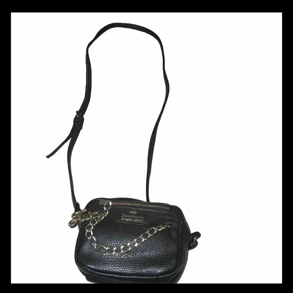 Juicy Couture Black Small Crossbody Gold Chain W Logo Bag